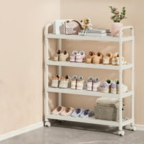 InsCrazy Shoe Rack Shoe Rack With Roller Shoes Storage Rack Long for Kitchen Bathroom Laundry Room Office