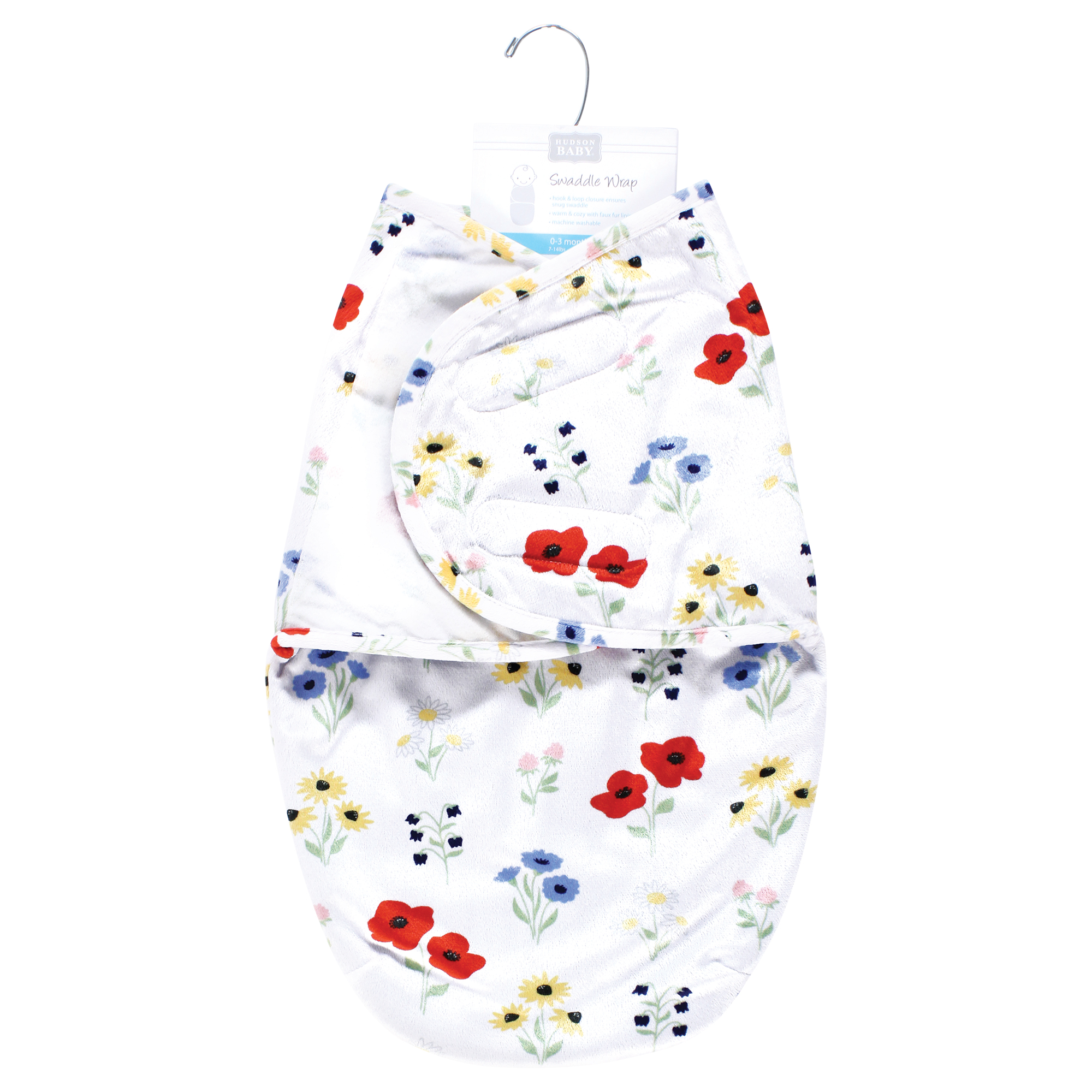 Hudson Baby Girls Plush Faux Fur Swaddle Wrap, Wildflower, 0-3 Months