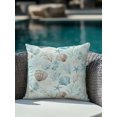 thumbnail image 3 of Outdoor Pillows Waterproof, Teal Brown Coastal Throw Pillows with Inserts Included, Summer Nautical Beach Coral Starfish Shell Indoor Outdoor Decorative Lumbar Pillow for Bed/Couch 16"x16", 1Pcs, 3 of 8