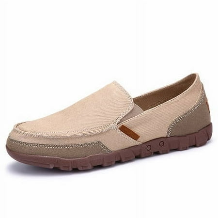 Men s Canvas Slip On Boat Shoes Deck Shoes Casual Vintage Non-Slip Lightweight Breathable Arch Support Loafers Walking Driving Shoes