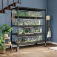 thumbnail image 6 of TrumanPick 5-Tier Storage Shelves, 48"W x 24"D x 76"H Metal Garage Shelving with Wheels, Heavy Duty Wire Shelving Rack for Kitchen, Black, 6 of 9