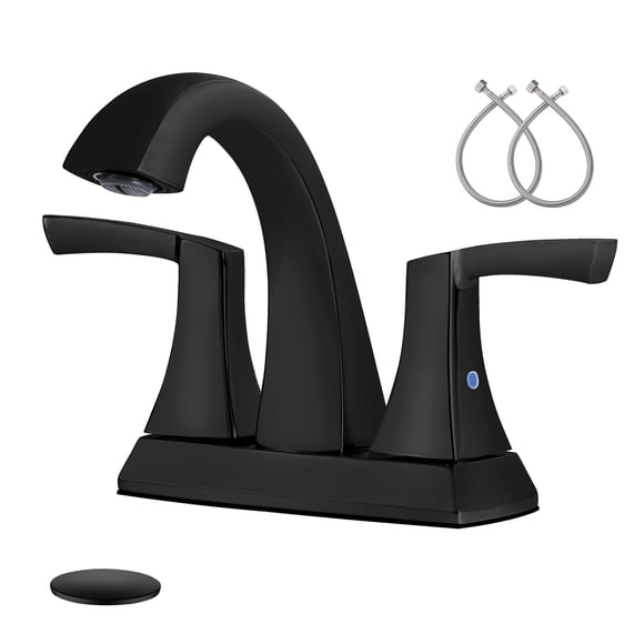 Grifo de baño VXV negro mate con 2 asas, arco bajo, 4 cm