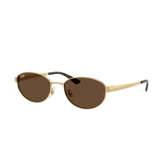 RAY-BAN RB3774D RB3774D Oval Shape Sunglasses Arista Gold Frame | Dark Brown - Lens 55mm