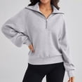 thumbnail image 2 of Women's Half Zip Sweatshirt Oversized Long Sleeve Quarter Zip Pullover Casual Lightweight Loose Sweatshirt Y2K Tops, 2 of 4