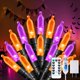 thumbnail image 1 of Guirnalda de luces para decoración de Halloween, 100 LED, 12 m, color morado y naranja, 1 of 8
