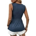 thumbnail image 4 of Blue Tshirts for Women V Neck Tank Tops for Women Front Sleeveless Tops Flowy Peplum Shirts Casual Elegant Top Vacation Shirt Summer Tank Tops for Women 2025, 4 of 6