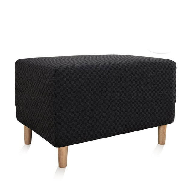 CHOK 2024 Stretch All-inclusive Ottoman Covers Slipcover Rectangle Checked Jacquard Ottoman Slipcovers With Elastic Bottom Removable Stool Cover Sofa Footstool Protect-white-Oversized-XL