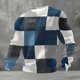 thumbnail image 1 of Ceisia Men's All-Season Casual Regular Fit Crew Neck Sweatshirt Modern Geometric Color Block Patchwork Print Waffle Knit Stretch Fabric Multicolor XXXXL Gifts, 1 of 3