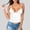 White, variant on RKSTN Womens Shirts Plus Size Sleeveless Fashionable Gathered Solid Color V Neck Casual Spaghetti Strap Slim Fit Tank Tops Spring Summer Versatile Style