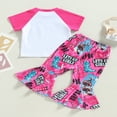 thumbnail image 2 of T-shirt à Manches Courtes Col Rond Imprimé Lettres avec Bottes Pantalon Évasé Imprimé pour Petite Fille, 2 of 6