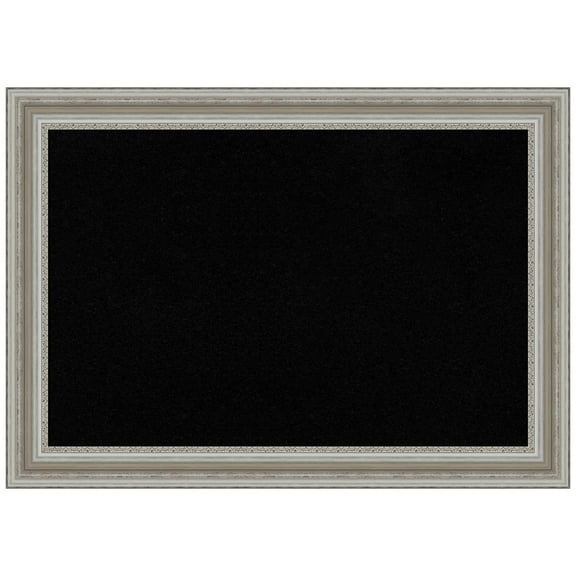 Amanti Art Black Cork Board Framed Parlor Silver Bulletin Board 42 in. x 30 in.