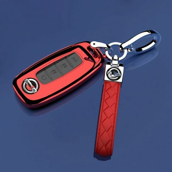 Key Fob Cover for Nissan,Car Key Fob Protector 5 Buttons Key Case Protection Compatible with 2023 2024 Pathfinder Rogue Metal Keychain Remote Key Accessories Protector