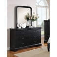 thumbnail image 3 of Modern Plywood 4pcs Bedroom Set Black California king Size Bed Dresser Mirror Nightstand Button tuft Finish, 3 of 7