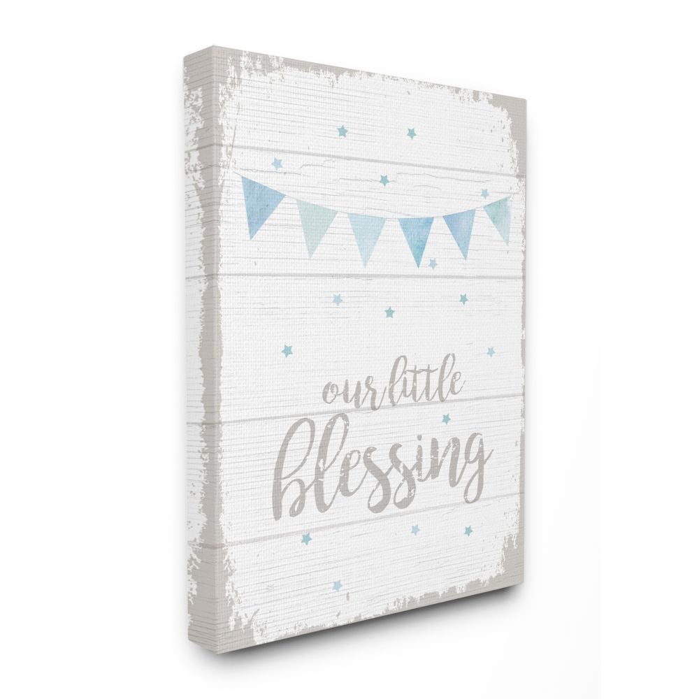 The Kids Room by Stupell Our Little Blessing Blue Kids Word Design Canvas Wall Art by Daphne Polselli