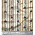 thumbnail image 1 of Soimoi Brown Cotton Voile Fabric Feather & Bottle Vase Stripe Fabric Prints By Yard 42 Inch Wide, 1 of 3