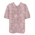 thumbnail image 4 of Dressy Women Shirts Women'S Lapel Embroidered Floral Lace Printed Round Neck Button Loose Pullover Top Casual Shirt T Shirt,Pink Women Shirts L, 4 of 4
