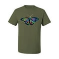thumbnail image 2 of Wild Bobby, Colorful Rainbow Patterned Butterfly Animal Lover Men's Graphic T-Shirt, Military Green, Large, 2 of 3
