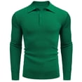 thumbnail image 3 of Men's Fashion Plus Size Long Sleeve Shirts Solid Color Knitted Lapel Button d Textured Collar Top Up to 65% off!, 3 of 6