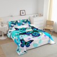 thumbnail image 6 of Erosebridal Blue Butterfly Bedding Teens Romantic Style Comforter Set Colorful Gradient Duvet Set Cute Animal Butterfly Print Quilts Botanical Flowers Decor Bedding Queen Size 3 Pcs, 6 of 6