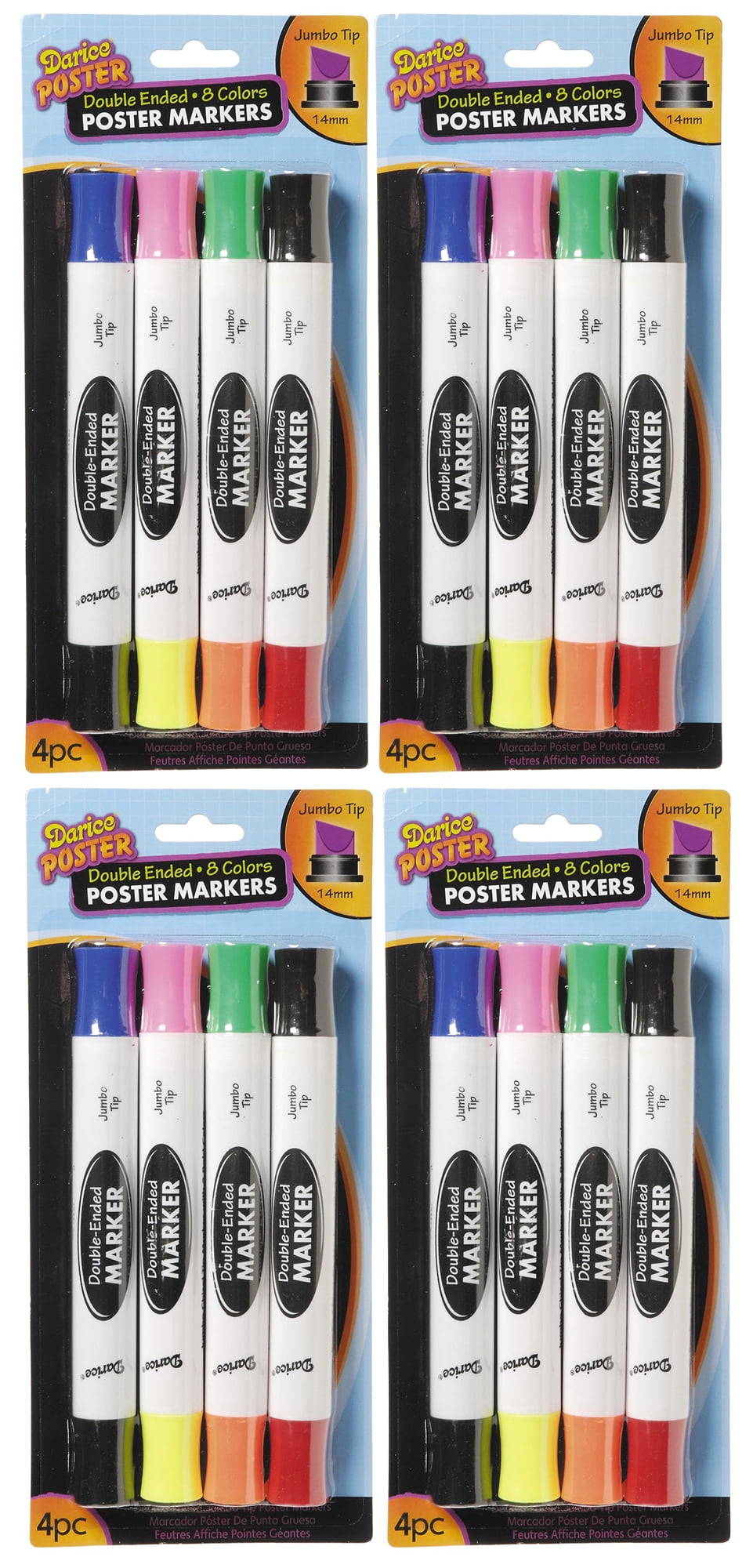 Darice 117522 Double Ended Poster Markers 16 Count (4 Packs of 4
