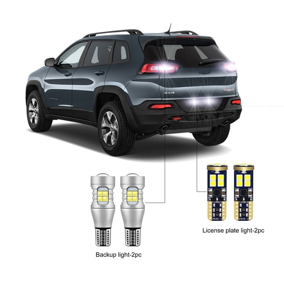 Car LED Bulbs For Jeep Cherokee 2014-2019 LED Car Reverse Backup Light License Plate Light CANBUS