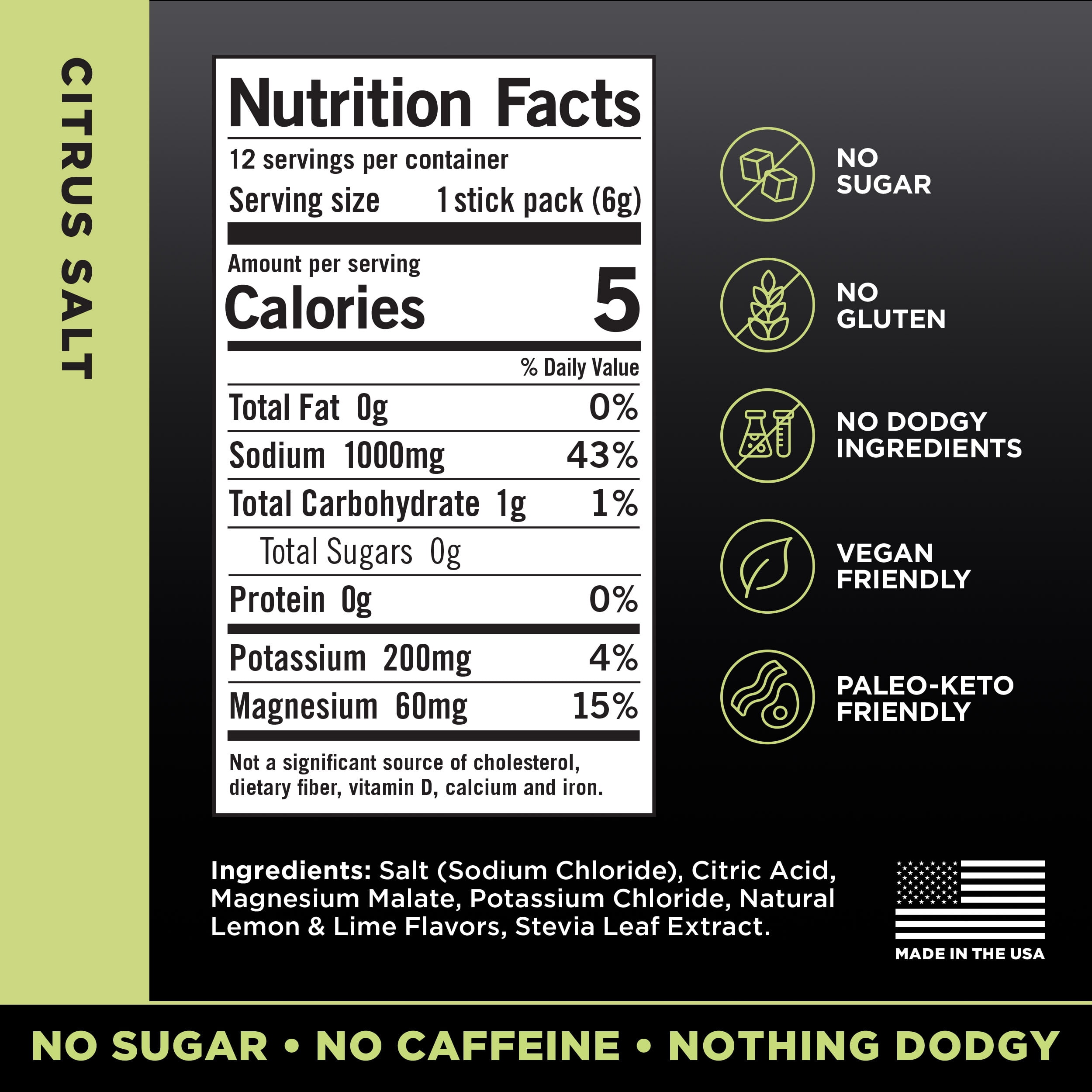 LMNT Zero Sugar Electrolyte Drink Mix - Citrus - 12 Count