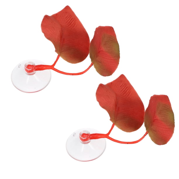 Almohadillas de hojas de pez Betta Unique Bargains 2uds con ventosa rojo 2.56'x1.77'