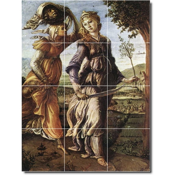 Ceramic Tile Mural-Sandro Botticelli Mythology Custom Tile Mural 8. 12.75" w x 17" h using (12) 4.25 x 4.25 ceramic tiles