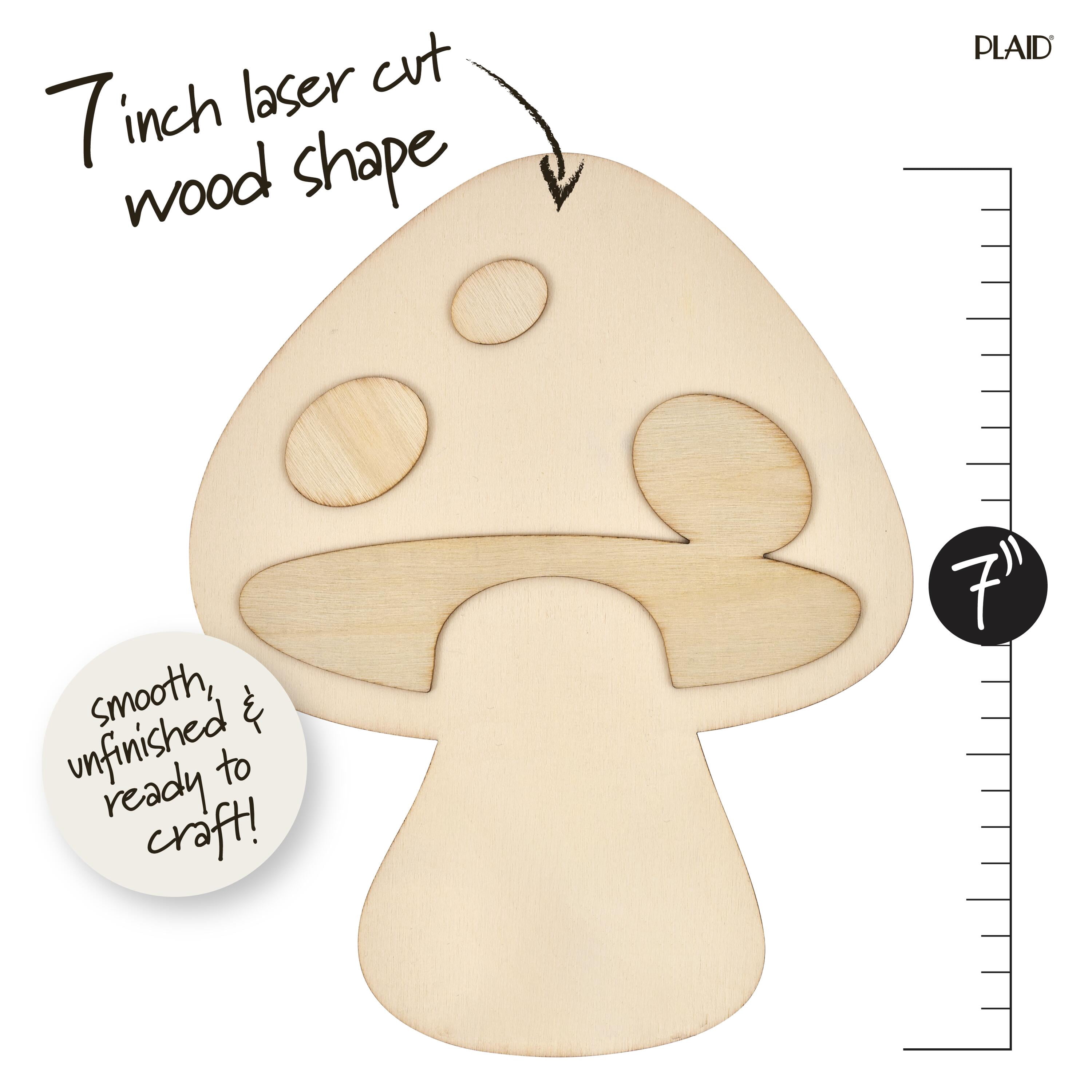 Plaid Unpainted Wood Surfaces, Mushroom, 7"
