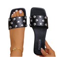 thumbnail image 4 of Fasiaou Women Fashion Metallic Stud Slide Sandals Cushion Outdoor Walking Comfortable Flat Slippers Summer Casual Non Slip Support Stylish Lightweight, 4 of 9