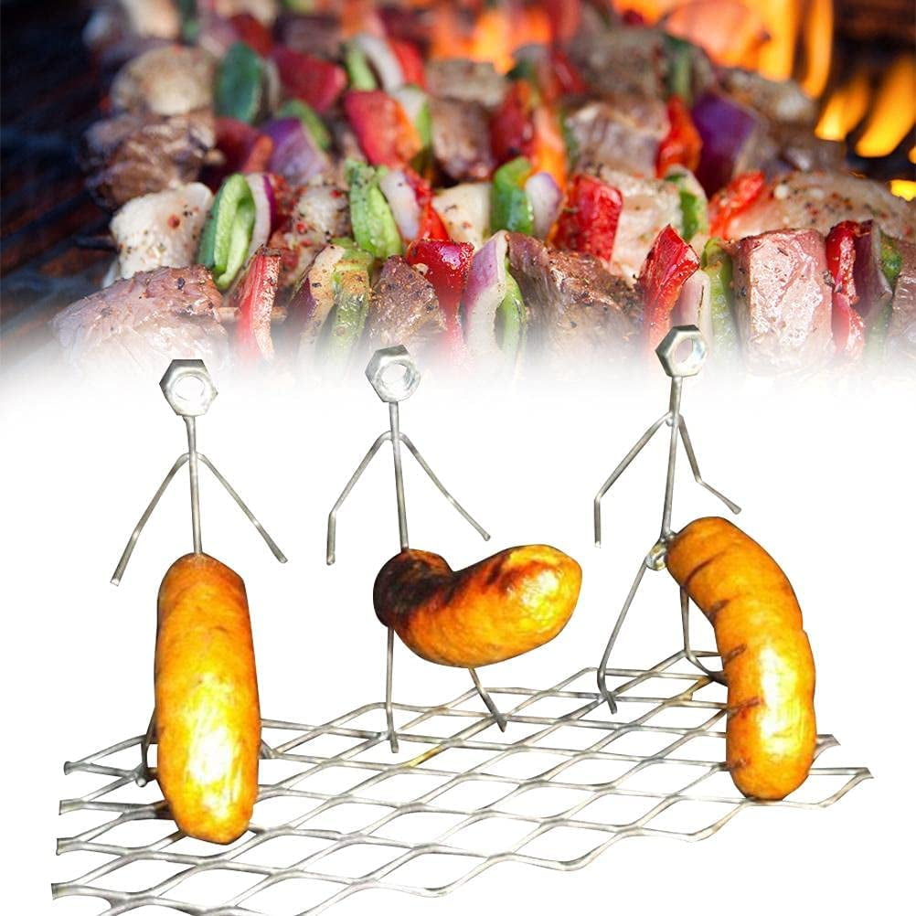 shuanghua Steel Hot Dog/Marshmallow Roasters Novelty Three People Stainless Steel Camp Roasting Stick Bonfire and Grill Barbecue Forks Sausage Grilled Tool for Campfire 