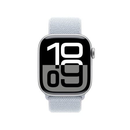 Apple Watch Series 10 (GPS) 42mm Aluminum Case with Blue Cloud Sport Loop - Silver - (2024)