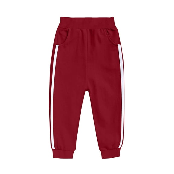 Ltctricy Boys Girls' Sweatpants Unisex Children Elastic Waist Side Striped Pull on Joggers Casual Athletic Pants with Pockets(Red,14-15 Years)