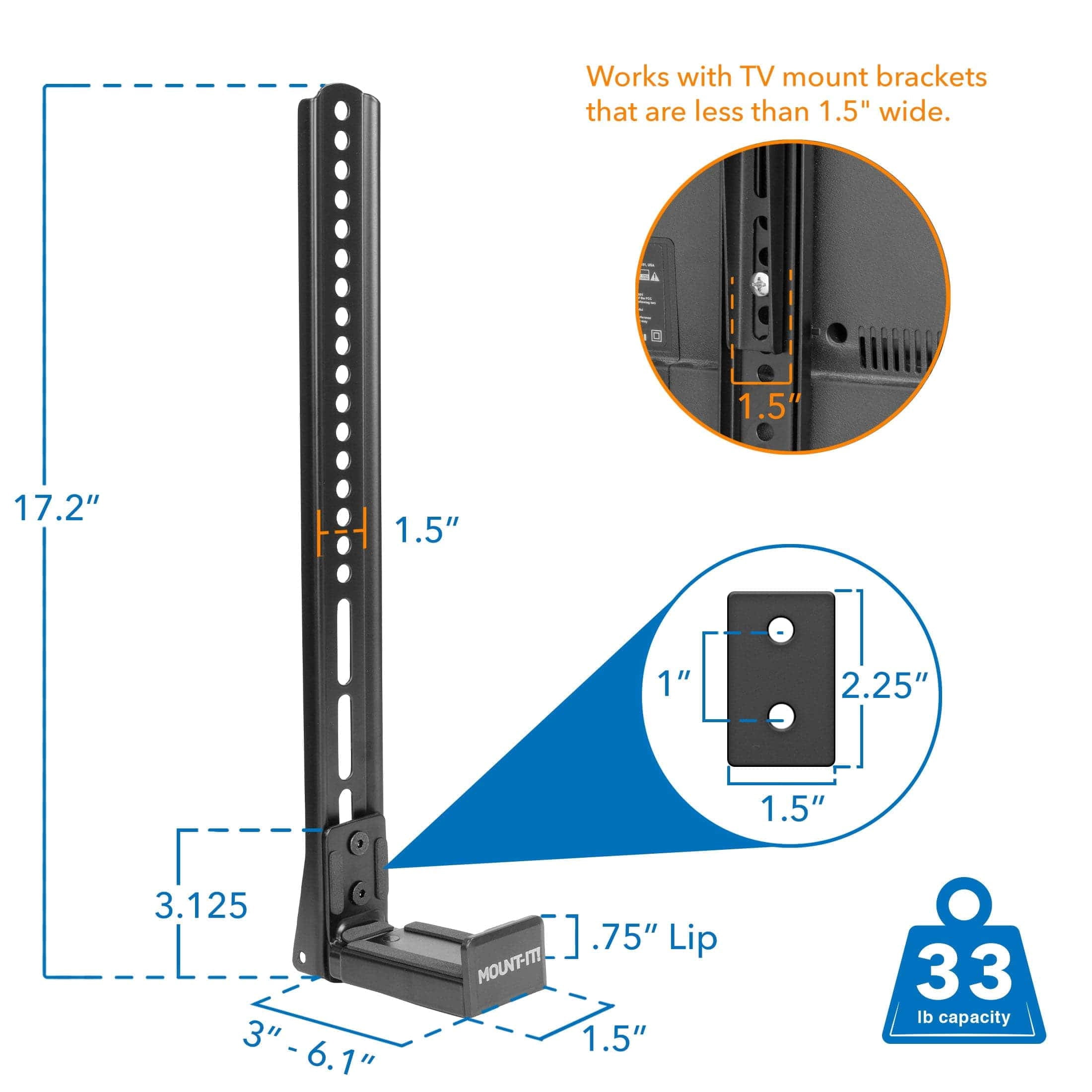 Mount-It! Universal Soundbar Mount Brackets for TV VESA and Wall Installation