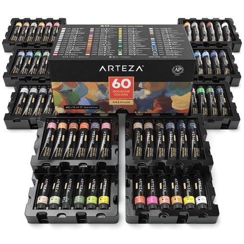 Arteza Gouache Premium Artist Paint, 12ml Tubes Set of 60 Walmart