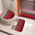 thumbnail image 4 of Red Grey Bath Mat 3 Piece Bathroom Rug Set, Vintage Stripe Farmhouse Wood Grain Ombre Non Slip Bath Rug Contour Mat and Toilet Lid Cover, Absorbent Shower Mats Soft Bath Rugs and Mats Sets, 4 of 8