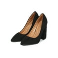 thumbnail image 5 of New Women Faux Suede Pointy Toe Embroidered Block Heel Pump - 17932 By DbDk, 5 of 6