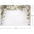 thumbnail image 3 of Spring Flowers Backdrop White Floral Wood Wall Wedding Photography Background White Daisy Bridal Shower Engagement Party Decorations Supplies Cake Table Banner Photo Booth Props, 3 of 6