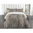 thumbnail image 3 of Ambesonne Rustic Quilted Bedspread Set 3 Pcs, Long Farmhouse Planks, Queen Size, Brown and Grey, 3 of 5