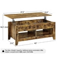 thumbnail image 5 of Alden Design 47.5" Lift Top Coffee Table with 2 Storage Compartments, Rustic Brown, 5 of 11