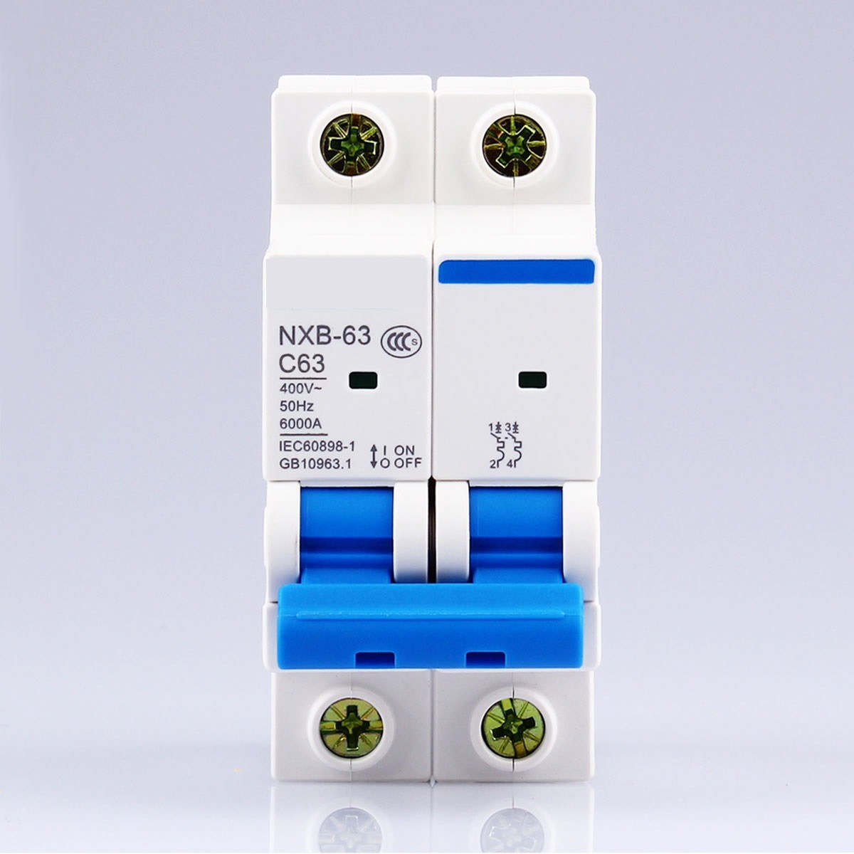 1PCS NXB-63 2P AC MCB C Curve 400V 10A 16A 20A 25A 32A 40A 63A Mini Circuit Breaker DZ47 Din Rail