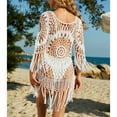 thumbnail image 2 of Lu's Chic Women's Crochet Beach Cover Up V Neck Bikini Cover Ups Half Sleeve Hollow Out Soft Sexy Holiday Fall Beachwear White Small, 2 of 4