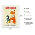 thumbnail image 2 of San Diego California - Zebra - San Diego Zoo - Balboa Park - United Air Lines - Vintage Airline Travel Poster c.1965 - Japanese Unryu Rice Paper Art Print (Unframed) 17 x 22 in, 2 of 4