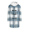 thumbnail image 4 of Hvyesh Women's Casual Horn Button Down Long Coat Christmas Plaid Shacket Jacket Slim Fit Mid Length Pea Coats with Faux Fur Lapel, 4 of 9