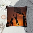 thumbnail image 2 of Heduofu  Teen Room Pillow Sham, Boys Playing Basketball at Sunset Horizon Sky with Dramatic Scenery, Decorative Standard Size Printed Pillowcase,Dark Coral White, 2 of 5