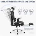 thumbnail image 4 of Swivel Ergonomic Office Chair Computer Chair with Footrest, High Back Desk Chair with Steel Chair Legs, Dynamic Lumbar Support, Adjustable Headrest & 90-125° Tilt Backrest, Breathable Mesh Design, 4 of 8