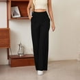 thumbnail image 4 of ManxiVoo Women's High Waisted Ribbed Flare Leggings Yoga Pants with Wide Leg Lounge Trousers for Women Buttery Soft Comfy Everyday Wear L Size Black, 4 of 8