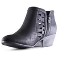 thumbnail image 4 of MARCO REPUBLIC Oslo Women's Ankle Boots Almond Toe Chunky Block Stacked Low Heels Booties for Women, Black Nubuck, Sizes 5-11, 4 of 7