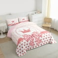 thumbnail image 3 of jejeloiu Kawaii Bowtie Ribbon Full Size Comforter Sets,Cute Circle Dot Bedding Comforter Set,Pink Heart Print Bedding Sets For Girl Kids,Luxury Bedroom Decor Reversible,3-Piece, 3 of 8