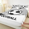 thumbnail image 3 of Feelyou Eat Sleep Football Twin Sheet Sets for Child, Ball Game Lover Twin Fitted Sheet, Cartoon Soccer Sports Theme Flat Sheet, Luxury Bedroom Decor, 3 Pieces, 3 of 7